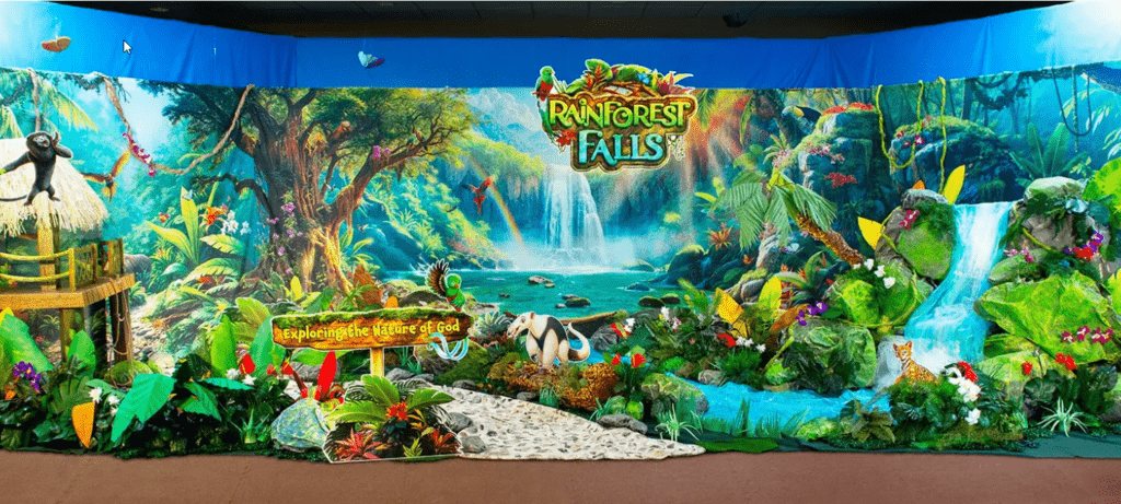 vacation bible school rainforest falls banner